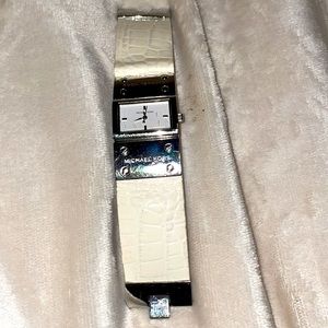 MK White Genuine Leather Watch